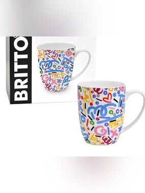 BRITTO Colorful Abstract Pattern Ceramic Mug - White Multicolor
